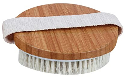Spazzola Corpo a Secco in Bambù Beige per Esfoliazione Delicata | Schiena e Bagno, Setole Naturali per Pelle Secca, Uso Massaggio Anticellulite
