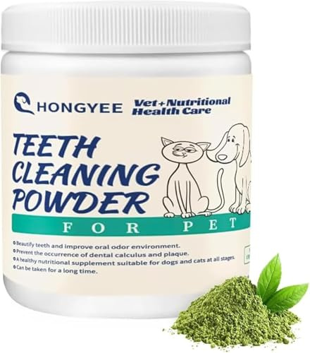Dental Cleaning Powder for Dogs and Cats 150g, Highly Effective at Removing Tartar and Bad Breath, Inhibits Plaque, Freshens Breath, Safe and Effective, Natural Ingredients