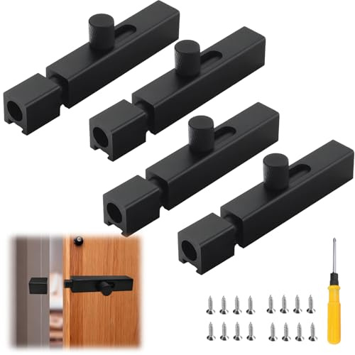 2 PCS Black Bolt Bathroom Door Lock for Shed Bedroom Garden Internal Door Lock, 4 inch Durable Door Locks Hidden Hole with Double-Headed Screwdriver for Cabinets