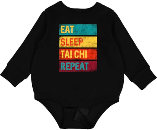 inktastic Martial Arts Eat Sleep Tai Chi Repeat Baby Fleece Bodysuit Newborn Black 34559