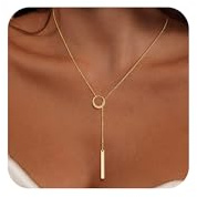 Mesaro Long Necklaces for Women,Gold Dainty Necklace,Y-Shaped 14K Gold Plated Pendant Jewlery,Birthday Gifts for Girls,Fashion Jewelry