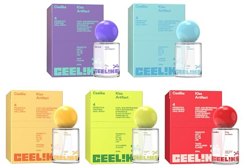 CEELIKE Oral Spray Set [5-Pack] – Portable Oral Spray for Everyday Use – Mint, Cucumber, Lemon, Orange & Apple Cider Vinegar Flavors – for Men & Women
