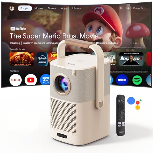 [Sound by JBL & Built-in Google TV] Yaber T2 Plus2026 Outdoor Projector with Built-in Battery - Smart Projector with WiFi 6 and Bluetooth, Native 1080P Movie Portable Projector for Indoor and Outdoor