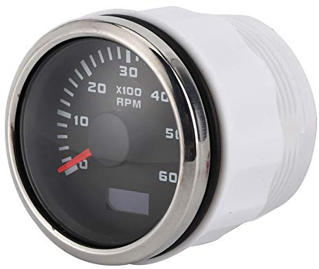 KIMISS Medidor de Tacómetro de 52 Mm, 2 Pulgadas, 6000 RPM, LCD de 52 Mm, 2 Pulgadas, para Motor Fueraborda Automático, RPM, Maquinaria de Construcción, Motocicleta con Contador de Horas, IP67 a