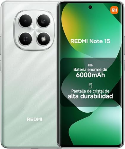 XIAOMI REDMI Note 15 4G- Smartphone de 8+256GB, Pantalla AMOLED FHD+ de 6,77, MediaTek Helio G100-Ultra, cámara de 108MP, batería de 6000 mAh, Verde