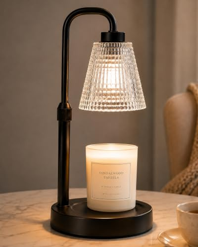Funslive Candle Warmer Lamp Black, Christmas Birthday Gifts for Women Mum | Candle Lamp Height Adjustable with Timer for Large Jar Candles, Flameless Lamp Candle Warmer, Xmas Secret Santa Presents