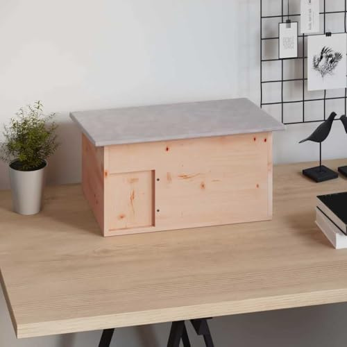 kithwjll Casa de erizo de madera maciza de abeto 45 x 33 x 22 cm con techo de poliéster impermeable, entrada de laberinto para refugio seguro, adecuado como comedero para animales pequeños en el