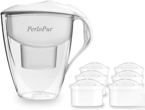PearlCo Cruche filtre à eau Astra Value Pack incl. 6 Unimax Cartouches de filtre (compatible avec Brita® Maxtra)