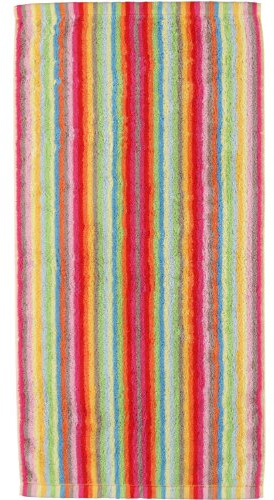 Cawö Handtuch 50 x 100 cm, Lifestyle Streifen 7008, Multi, Rot