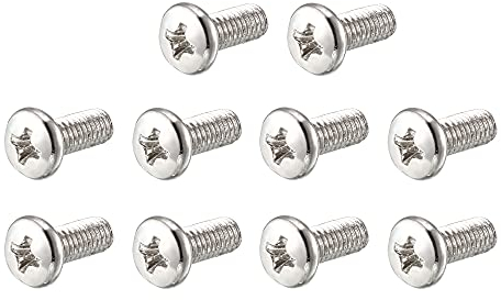 sourcing map 60pcs Tornillos de cabeza Phillips perno M4 x 10mm 304 Acero Inoxidable Cabeza Cruz Cabeza Troncocónica