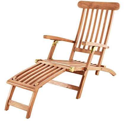 SAM Sonnenliege, Deckchair Puccon, Teak, 145x60x96 cm, verstellbar, zusammenklappbar, Balkon, Terrasse und Garten