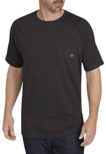 Dickies Camiseta de refrigeración de Rendimiento de Manga Corta Camisa, Negro Heather, Large Hombres