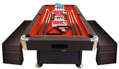 GRAFICA MA.RO S.R.L. Billardtisch Billard 8FT Vintage ROT Billard-Spiel mit Containerbänke Neue