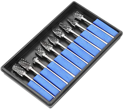 Gasea 10pcs 3 * 6MM Fraise Burr Rotative en Carbure de Tungstène Set Double Coupe Tête otary Burr Gravure CNC Bits Pour Dremel Outils Rotatifs