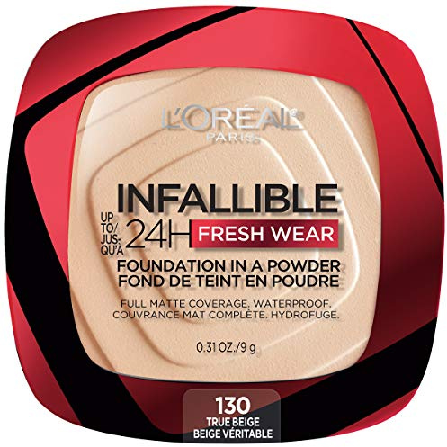 L'Oreal Paris Makeup Infallible Fresh Wear Foundation in a Powder, Up to 24H Wear, Waterproof, True Beige, 0.31 oz. (Packaging May Vary)