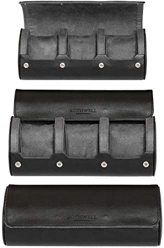 ROTHWELL Uhrenrollen-Reiseetui für 3 Uhren | Robuster tragbarer Schutz, passend für alle Armbanduhren und Smartwatches bis zu 50 mm (Schwarz/Grau)