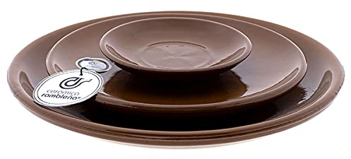 CERÁMICA RAMBLEÑA | 3x Piatti in Terracotta Varie Dimensioni | Servizio Piatti Rotondi Argilla | Set di Piatti Rustici | Stoviglie Economiche | Servizio Tavola Outlet - Modello M02 | Fatto in Spagna