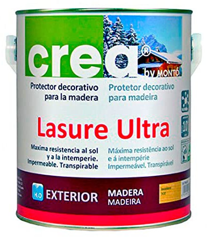 Protecteur décoratif à l'eau pour bois. Combine les caractéristiques du vernis et du protecteur. Lasure Ultra Gamme Crea (10L, Incolore Mat)