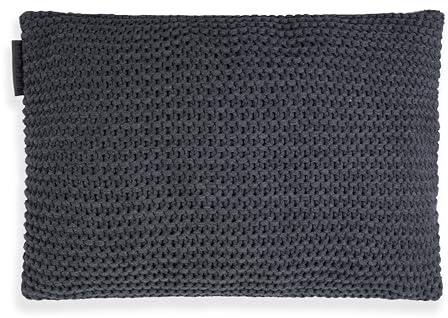 KNIT FACTORY - Vinz Rechteckiges Zierkissen - Anthrazit - 60x40 cm | Sofakissen mit Füllung und Bezug - Couchkissen - Zierkissen - Grob gestrickter Dekokissen - Zeitloses Design