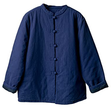NFYM Women's Lighweight Cotton Padded Coats Cotton Linen Chinese Tang Suit Style Morning Exercise Tai Chi Jackets (Navy Blue, One Size)