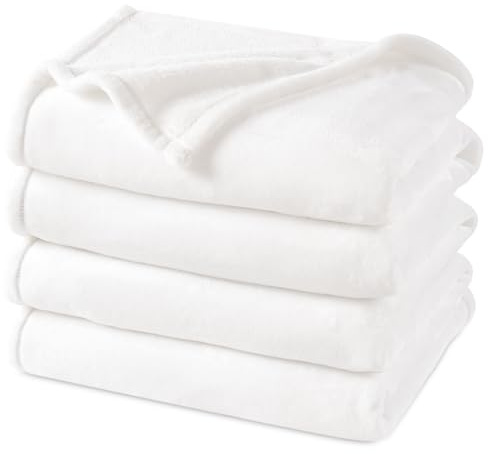 PHF Ultra Soft Fleece Blanket Queen Size, No Shed No Pilling Luxury Plush Cozy 300GSM Lightweight Blanket for Bed, Couch, Chair, Sofa, Perfect Decorations Gifts, 90 x 90, White