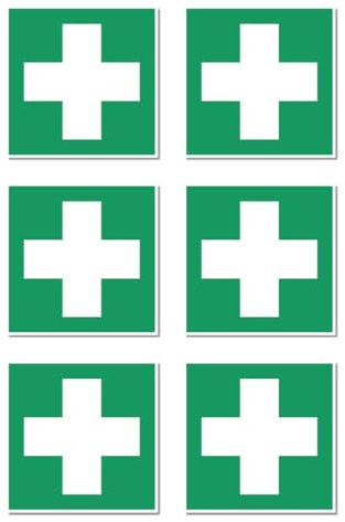 Erste Hilfe, Rettungszeichen: E003 - DIN EN ISO 7010 / ASR A1.3 - Aufkleber: 5 cm, 6 Stück