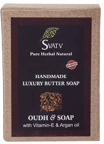 Jabón artesanal SVATV con Oudh y vitamina E | Hierbas calmantes | Piel hidratada - Barras de jabón corporal a base de hierbas ayurvédicas tradicionales - 125 g