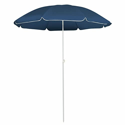 Catherinol Pare-Soleil Parasol de Jardin Patio Terrasse Plage Anti-UV Anti-décoloration Parasol d'extérieur avec mât en Acier Bleu 180 cm