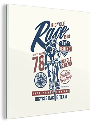 MuchoWow Glasbild Glasfoto Wandbild Bilder Deko 50x50 cm Radsport - Retro - Fahrrad