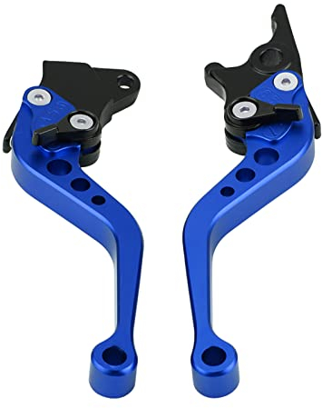 TKSE Motorcycle Brake Lever, 1 Pair Universal CNC Aluminum Motorcycle Clutch Drum Brake Lever Handle for Scooters Electric Bike(Blue)