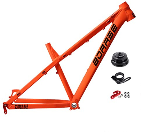 26er 27.5er Mountain Bike Frame Hardtail DH/XC/AM MTB Frame 17'' Disc Brake Aluminum Alloy Frame QR 135mm(Orange,26x17'')