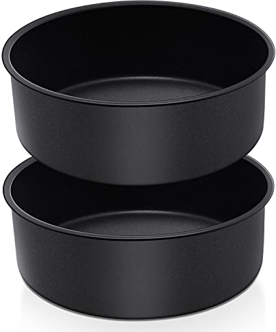 HaWare 8 inch Cake Tin Set of 2, 7.5cm Deep Stainless Steel Non-Stick Cake Pan for Baking Roasting Serving, Birthday Wedding Layer Round Baking Tins, Healthy & Non-Toxic, Rust Resistant (20cm, Black)