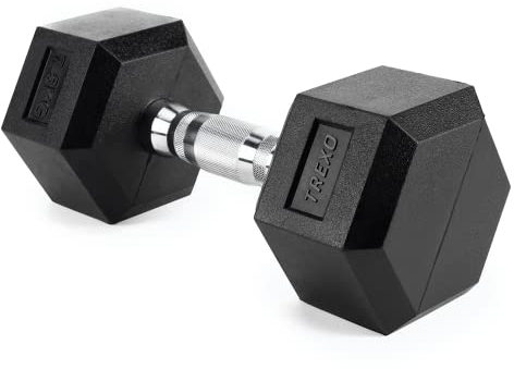 TREXO Hexagon Hanteln 7.5 kg Hex Kurzhanteln mit Durable Gummierte Gusseisen für Krafttraining mit Ergonomischen Verchromte Griff Gewichte Training Zuhause Hantel für Männer un Frauen