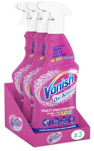 Vanish Oxi Action Multi Smacchiatore Spray Pre-Trattante Senza Candeggina, 3 Confezioni da 725 ml di Multi Smacchiatore Spray Pre-Trattante Senza Candeggina