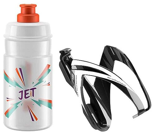 ELITE KIT CEO Flaschenhalter + Jet 350 Trinkflasche Set – BPA-frei – Verschiedene Farbkombinationen – Fahrrad Rennrad MTB – Leicht Stabil Sportflasche