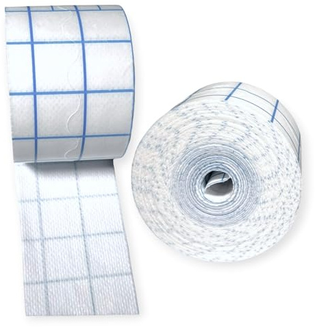 DE Healthcare Products – Fixiervlies (10 m x 5 cm) auf der Rolle, Medizinisches Klebeband, Fixomull, Verbandfixierungelastische Verbandfixierung, hypoallergenes Klebevlies, hautfreundlich, weiß