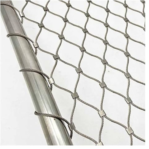 DTVEW Edelstahl-Seilnetz, Multifunktionales Metallgeflecht, Maschenloch 6cm, DIY Dekorativ Gartennetz, Einfach zu Installierendes Geflügelkäfignetz(2.5x15m/8.2x49.2ft)