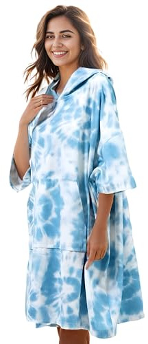 KFUBUO Surf Poncho Changing Towel Swim Robe with Pocket Plus Size Terry Cloth Swim Cover Up for Women Towel Poncho Hoodie