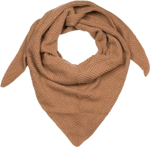 styleBREAKER Sciarpa a triangolo lavorata a maglia XXL Unicolore con motivo a maglia a chicco di riso, calda sciarpa a triangolo Autunno Inverno Maxi 01020048, colore:Cognac