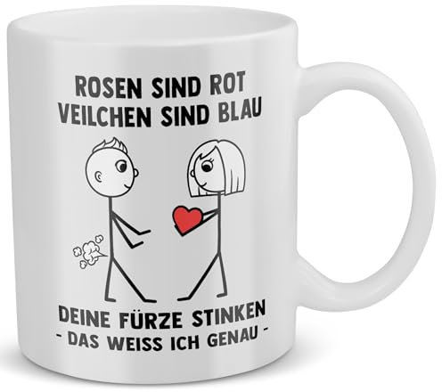22Feels Jahrestag Geschenk für Männer, Freund Ehemann Ihn, Paar Tasse Deine Fürze Stinken, Beziehung, Valentinstag, Liebe Spruch Kaffeetasse