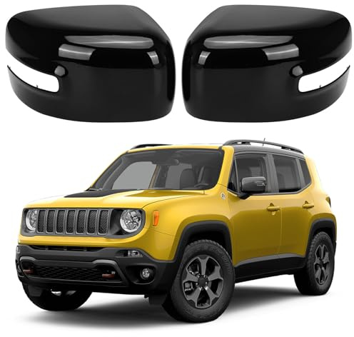 Tappi per specchietto retrovisore auto, 1 paio di coperture per specchietto retrovisore auto, compatibile con Jeep Renegade 2014-2025, ricambio originale per auto (nero)