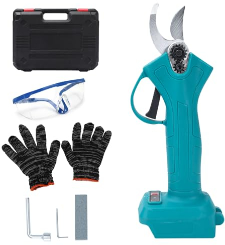 Akku Astschere, Akku Gartenschere kompatibel mit Makita 18V Akku, 25 mm Schneiddurchmesser, Akku BaumSchere mit Schleifstein, Schutzhandschuhen und Schutzbrille für Äste Beschneiden, Schere