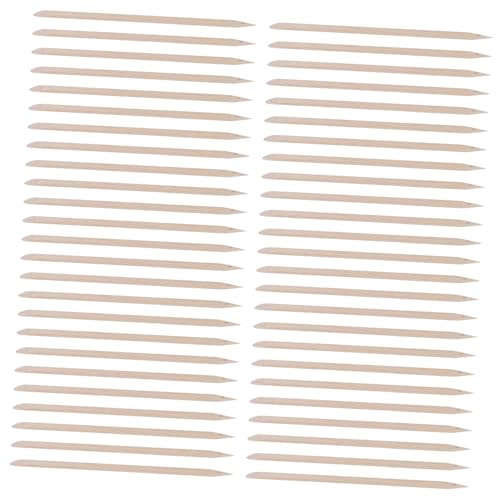 Palito de Madera de Naranja para Uñas, 100 Piezas, Doble Punta | Madera de Naranjo Dura Color Caqui, Punta Plana E Inclinada, para Manicura y Aplicación de Esmalte