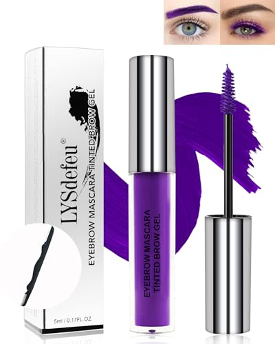 Violet Gel à Sourcils Longue Tenue, Kit de Teinture de Couleur Mascara | Gel à Sourcils Imperméable Kit pour Sourcils Teinté Liquide, Volume Coloré, Mascara Glue, Maquillage des Yeux