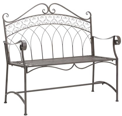 Dehner Gartenbank Antik, braun, 110 x 55 x 103.5 cm | 2-Sitzer Bank in Vintage-Optik, Eisen