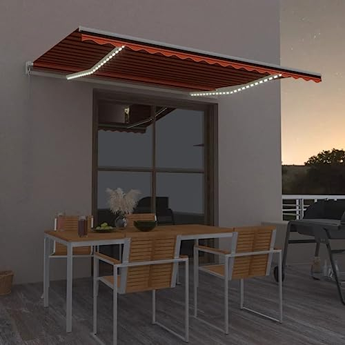 Gelenkarmmarkise Einziehbar, Chaduof Sichtschutz Balkon, Balkon Markise, Seitenmarkise, Klemmmarkise, Sonnenvorhang, Balkonmarkisen, 400x300 cm Orange und Braun