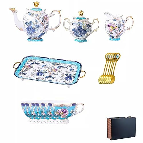 DDKYHU Teeservice, Teeservice aus Bone China, Teeservice in Geschenkbox, Home European Coffee Cup und Untertasse