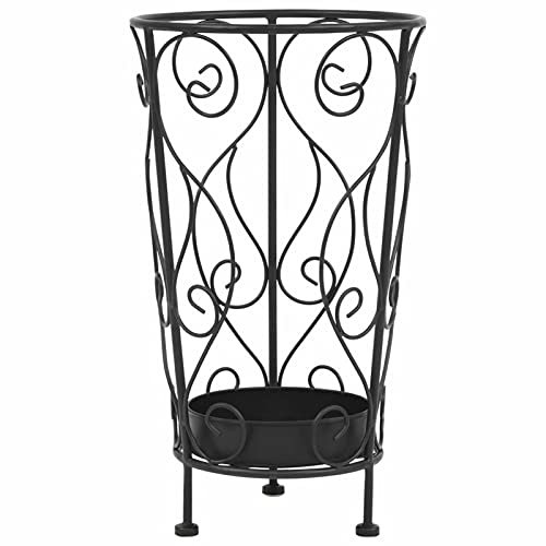 Sufrk Regenschirmständer Vintage-Stil Metall 26 x 46 cm Schwarz Regenschirmkorb Schirmständer Regenschirm Regenschirmhalter