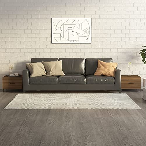 Juroupi Couchtische Metallbeine 2 STK. Coffee Table Beistelltisch Couchtisch Satztische FüRs Wohnzimmer Couchtisch Braun Eichen-Optik 50x50x40 cm