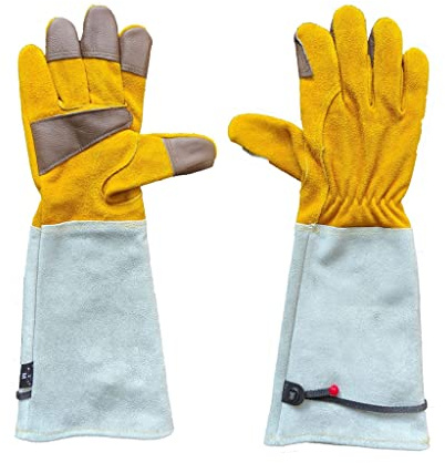 NSUQOA JSEIAJB 1 Pair Heavy Duty Gardening Rose Pruning Gauntlet Gloves Thorn Proof Work Welding Garden(M)